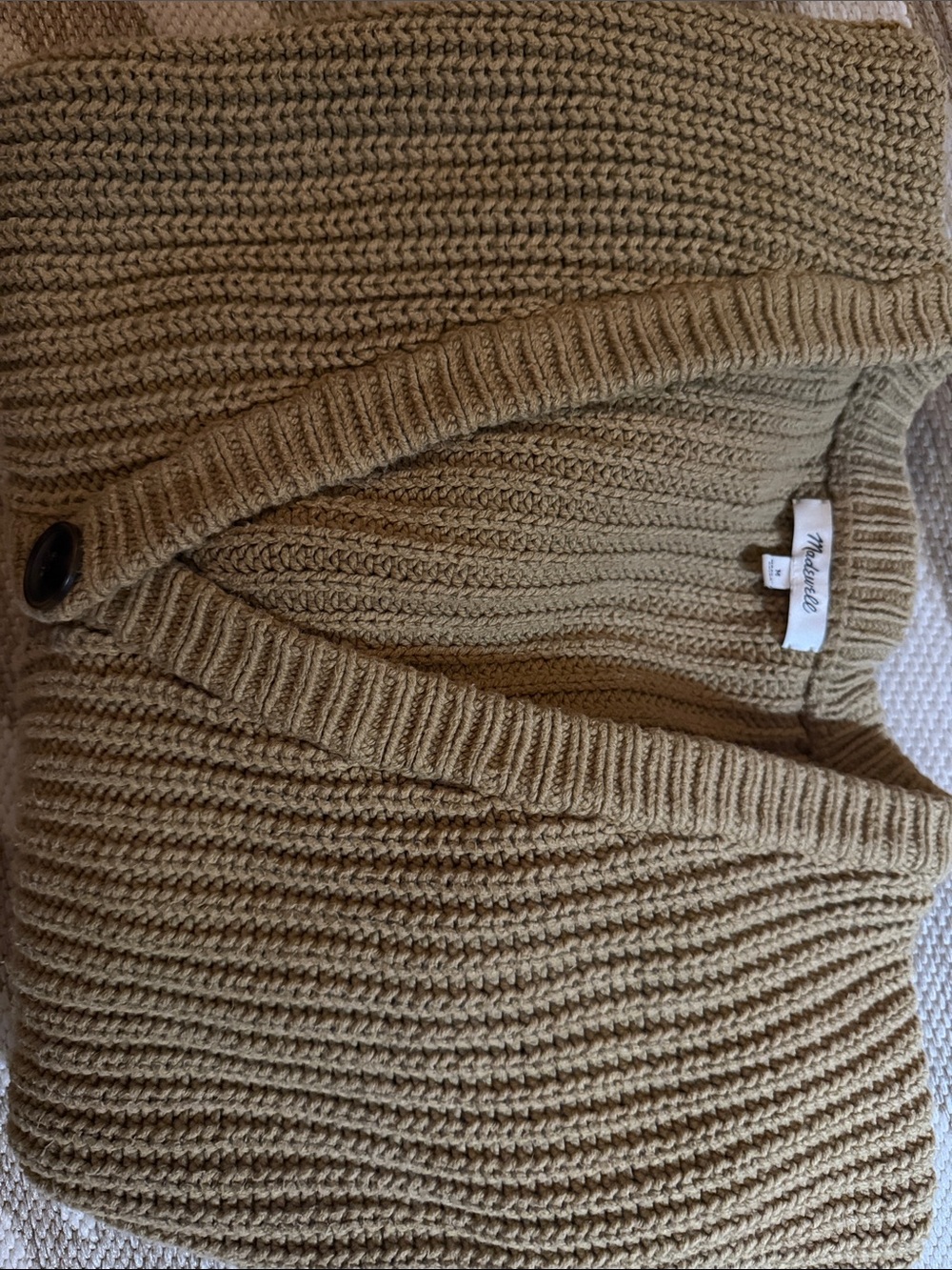 Madewell Olive-Tone Ribbed V-Neck Cardigan - Picture 2 of 2